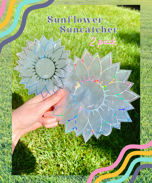 Mixed (5" & 6.5") 2 Pack Sunflower Suncatcher Window Cling Bundle