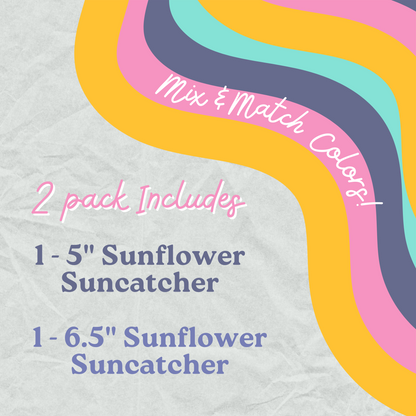 Mixed (5" & 6.5") 2 Pack Sunflower Suncatcher Window Cling Bundle