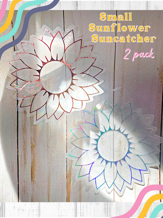 Small (5") 2 Pack Sunflower Suncatcher Window Cling Bundle