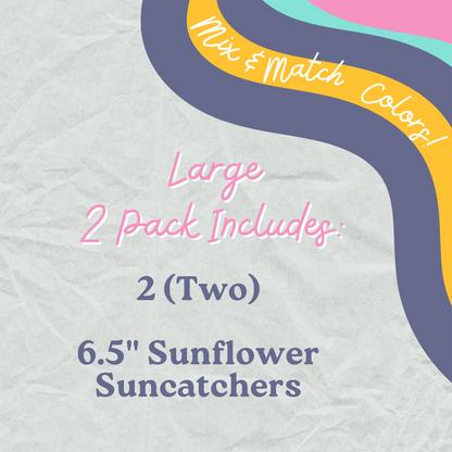 Large (6.5") 2 Pack Sunflower Suncatcher Window Cling Bundle